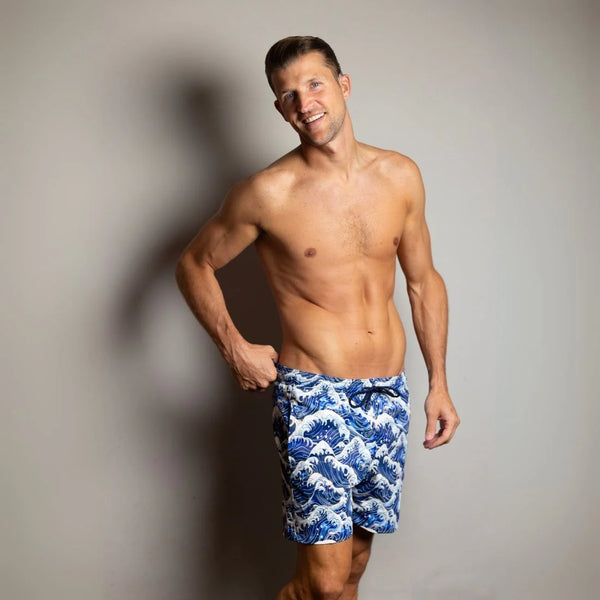 Swole Panda Hydromotion Swim Shorts - Wave Pattern