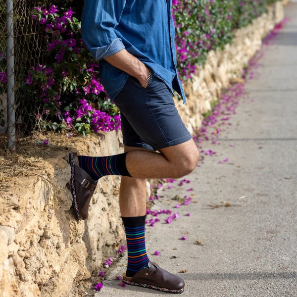 Swole Panda Bamboo Multi Stripe Socks - Black