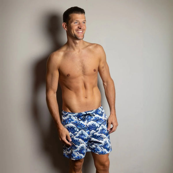 Swole Panda Hydromotion Swim Shorts - Wave Pattern
