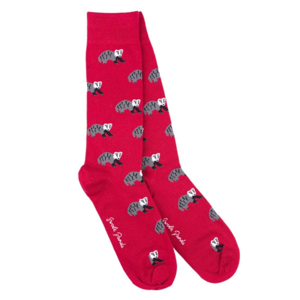 Swole Panda Badger Socks - Red