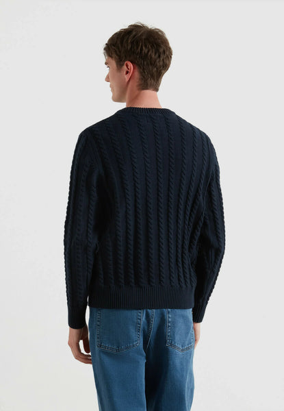 Farah Knight Cable Sweater - Navy