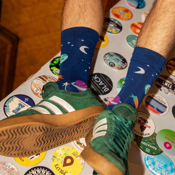 Swole Panda Outer Space Socks - Blue
