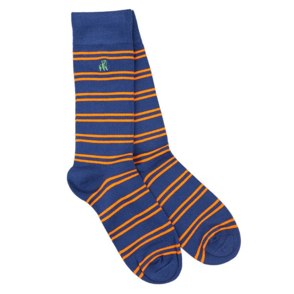 Swole Panda Striped Socks - Navy/Orange