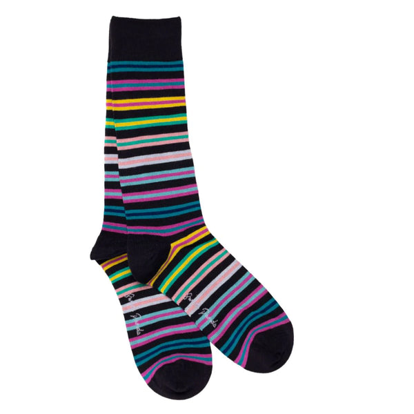 Swole Panda Bamboo Multi Stripe Navy Socks