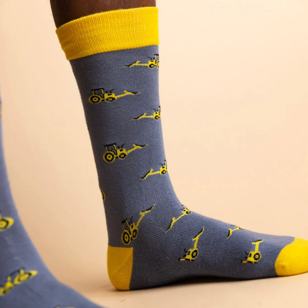 Swole Panda Bamboo Yellow Digger Socks - Grey