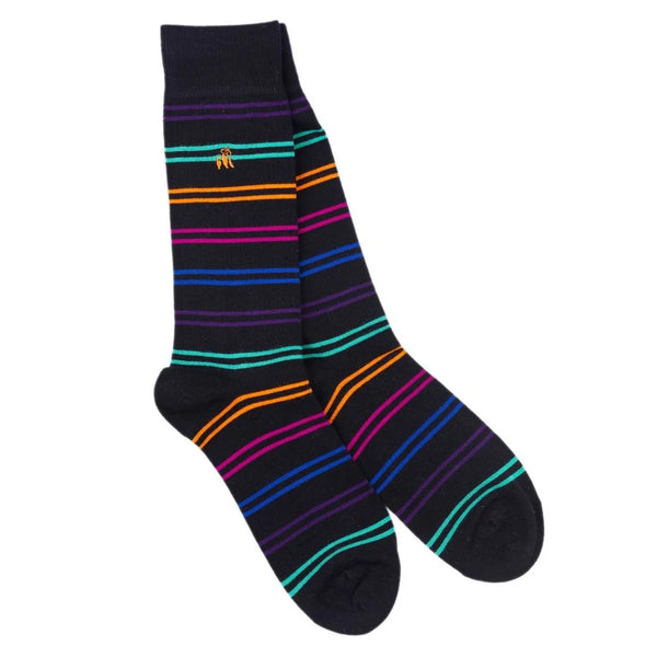 Swole Panda Double Fine Stripe Socks - Black