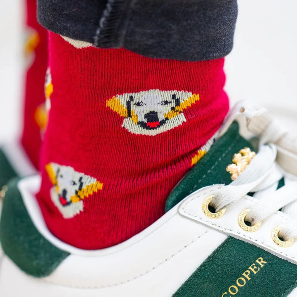 Swole Panda Retriever Socks - Red