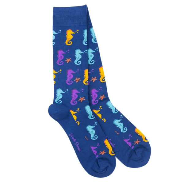 Swole Panda Bamboo Seahorse Socks - Blue