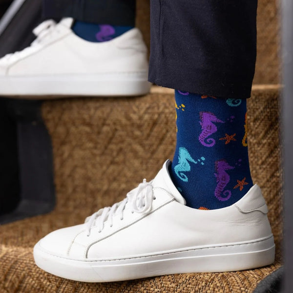 Swole Panda Bamboo Seahorse Socks - Blue