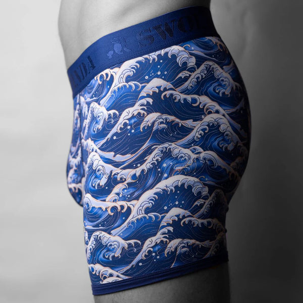 Swole Panda Waves Boxers - Blue