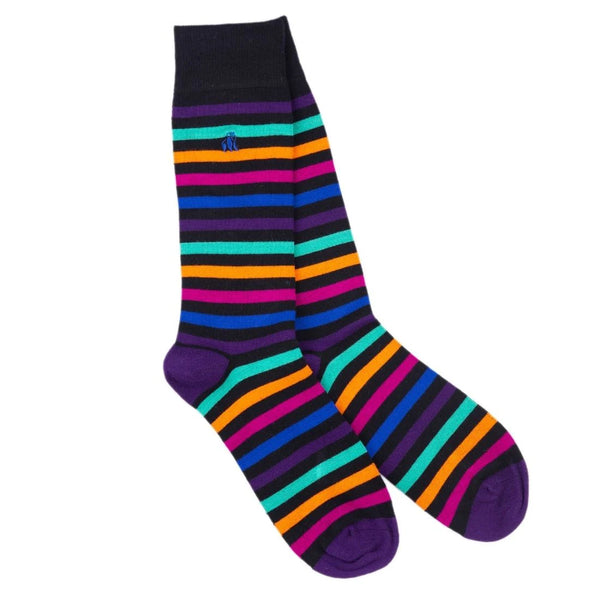 Swole Panda Bamboo Multi Stripe Socks - Black