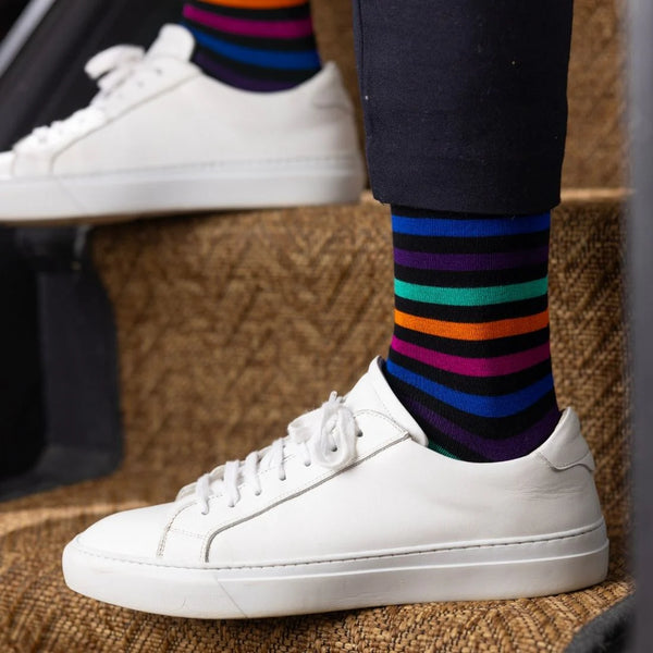 Swole Panda Bamboo Multi Stripe Socks - Black