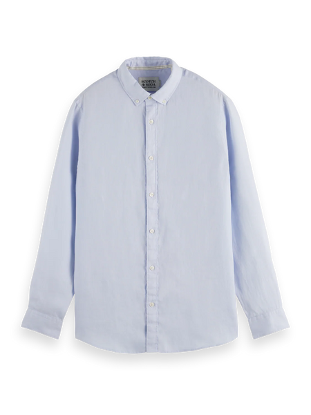 Scotch & Soda Core Linen L/S Button-Down Shirt - Shirt Blue