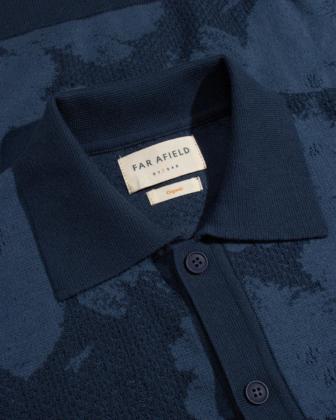 Far Afield Zigger Pixel FlowerKnit Shirt - Navy