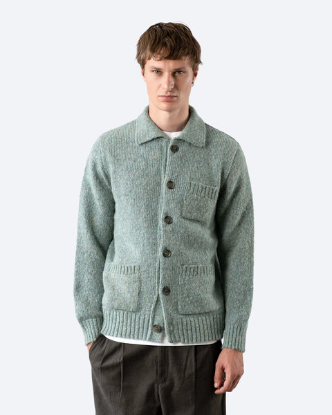 Far Afield Shaggy Station Cardigan - Aqua Blue