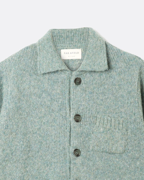 Far Afield Shaggy Station Cardigan - Aqua Blue