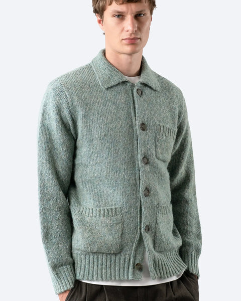 Far Afield Shaggy Station Cardigan - Aqua Blue