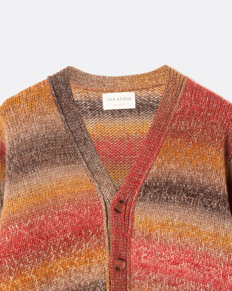 Far Afield - Nepalese Sunset  Buckley Cardigan (Red/Multi Melange)