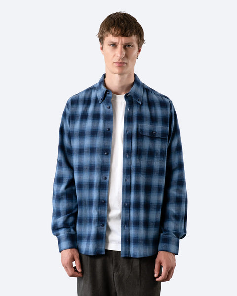 Far Afield L/S Larry Mustang Check Shirt - Blue