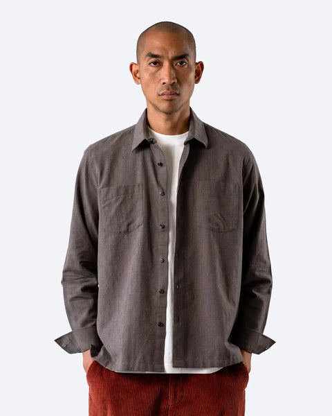 Far Afield L/S Lok Kala 2 Pocket Shirt - Folk Man (Dark Grey)