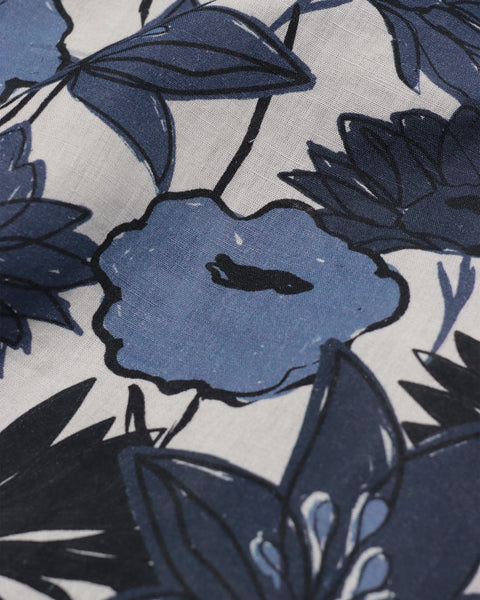 Far Afield S/S Selleck Shirt - Navy Flower Collage Print