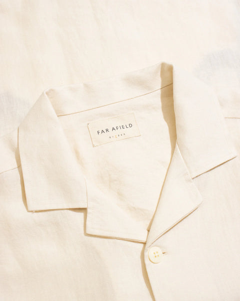 Far Afield Stachio Linen S/S Shirt - Floral Flock/Snow White
