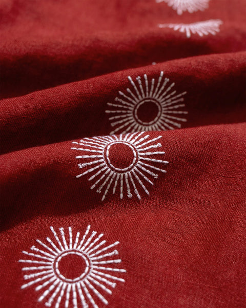 Farafield Stachio Linen S/S  Shirt - Sol Stripe/Deep Red