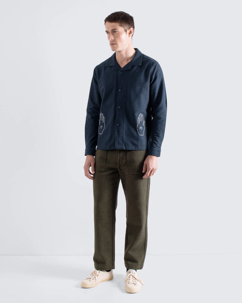 Far Afield Veloso Hand Eye Embroidered Shirt - Navy