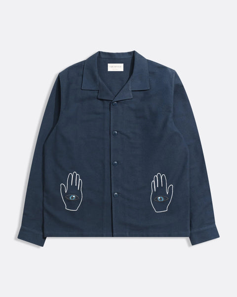 Far Afield Veloso Hand Eye Embroidered Shirt - Navy