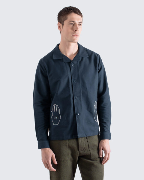 Far Afield Veloso Hand Eye Embroidered Shirt - Navy