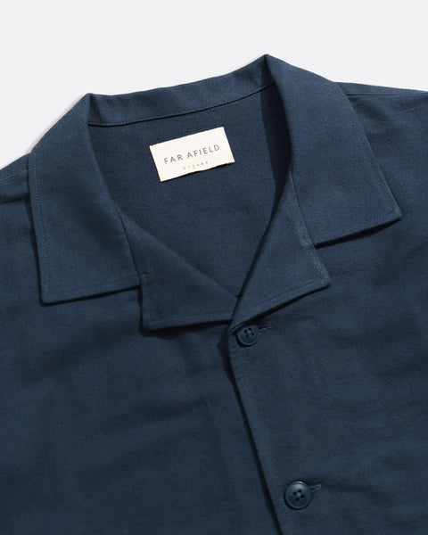 Far Afield Veloso Hand Eye Embroidered Shirt - Navy