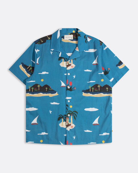 Far Afield Stachio Island Repeat S/S Shirt - Blue/Multi