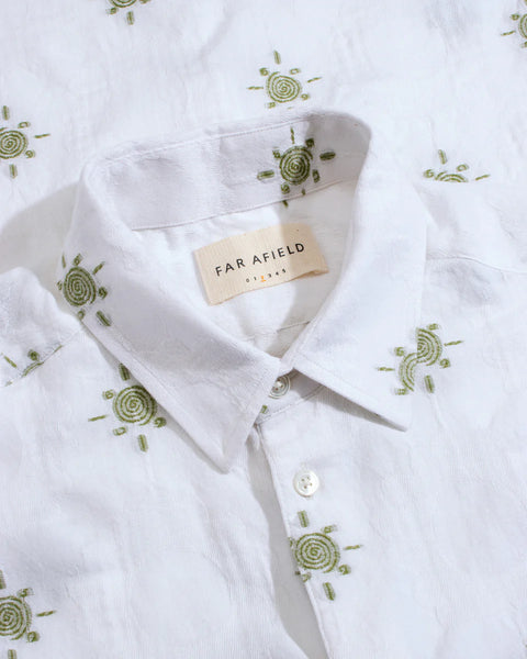 Far Afield Sunseeker S/S Shirt - White/Green