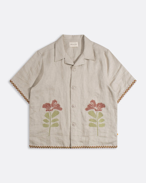 Far Afield Veloso Linen Bay Flower Shirt - Sand
