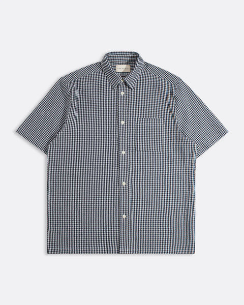 Far Afield Costa Gingham S/S Shirt - Navy