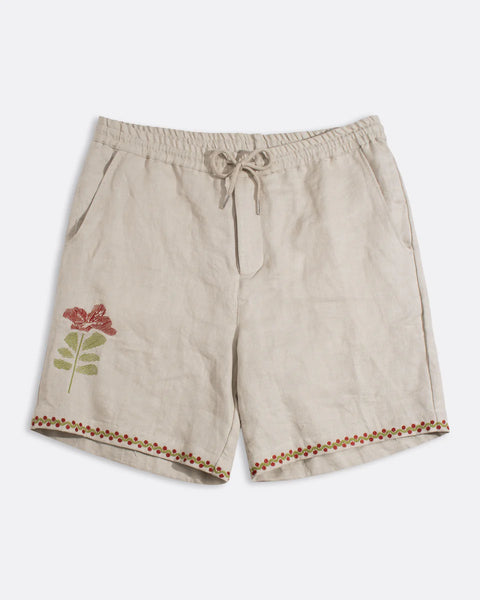 Far Afield Bay Flower House Linen Short - Sand