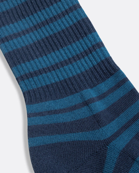 Far Afield Ribbed Stripe Socks - Navy/Blue