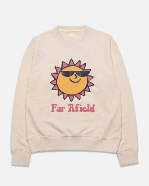 Far Afield Crew Neck Sweatshirt - Grey Marl Sunny Print