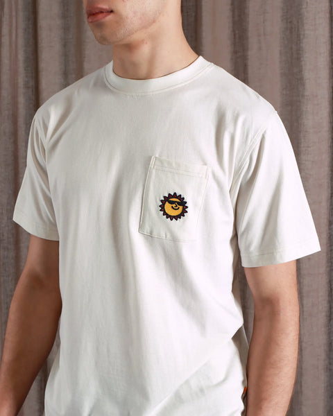 Far Afield Embroidered S/S Tee - White Sunny Motif