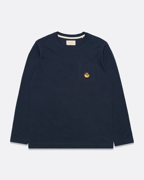 Far Afield Embroidered L/S Tee - Navy Sunny Motif