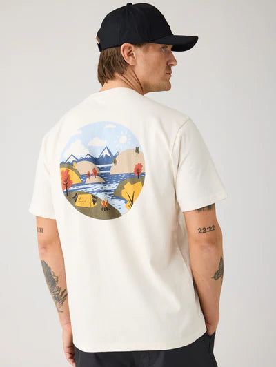 Knowledge Cotton Apparel Back Print Tee - Egret