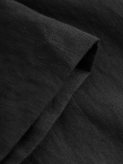 Knowledge Cotton Box Linen S/S Shirt - Black Jet