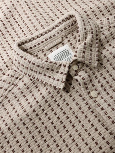 Knowlege Cotton Apparel Breeze Comfort Structured S/S Shirt - Beige Stripe