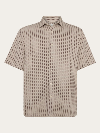 Knowlege Cotton Apparel Breeze Comfort Structured S/S Shirt - Beige Stripe