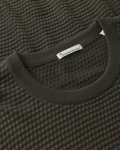 Knowledge Cotton Apparel Bubble Knit Crew - Forest Night