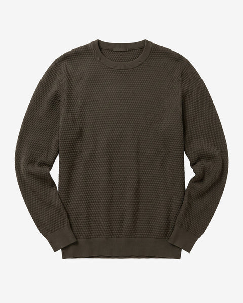 Knowledge Cotton Apparel Bubble Knit Crew - Forest Night