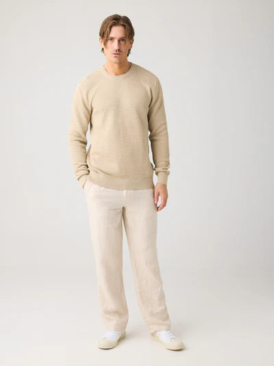 Knowledge Cotton Apparel Bubble Knit Crew - Light Feather Grey