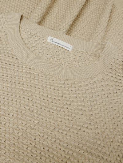 Knowledge Cotton Apparel Bubble Knit Crew - Light Feather Grey