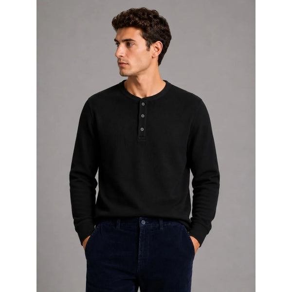 Clean Cut Copenhagen Cal Grandad L/S Shirt - Black
