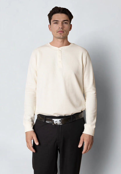 Clean Cut Copenhagen Cal Grandad L/S Shirt - Ecru Melange